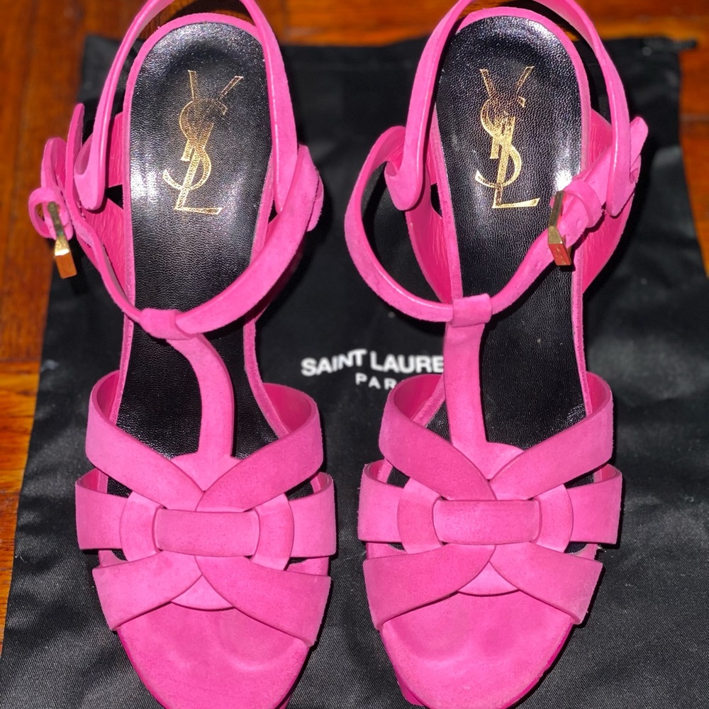 SAINT LAURENT Tributes Suede Hot Pink Size 37